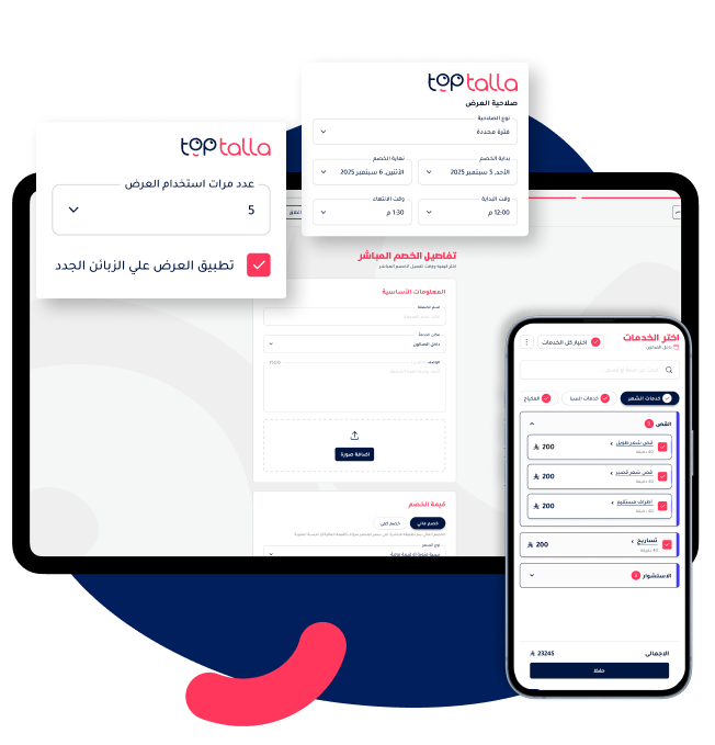 Offer customization dashboard with options for new customers, validity dates, and selected services